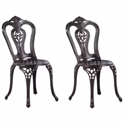 Set of 2 Garden Chairs BOVINO Metal Dark Brown