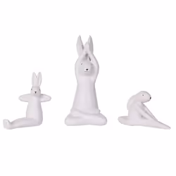 Set of 3 Figurines Hare BREST Ceramic White