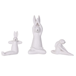 Set of 3 Figurines Hare BREST Ceramic White