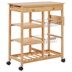 Kitchen Trolley MORINO Bamboo Wood Light Brown