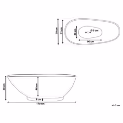 Freestanding Bathtub RIOJA 1700 x 800 mm Black Marble
