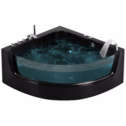 Corner Hot Tub with LED MARINA 1900 x 1350 mm Black