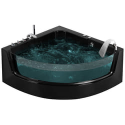 Corner Hot Tub with LED MARINA 1900 x 1350 mm Black