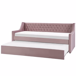 Trundle Bed Velvet MONTARGIS 90 x 200 cm (EU Single) Pink