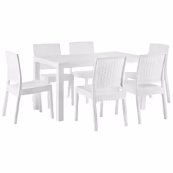 Garden Dining Set 6 Seater FOSSANO White