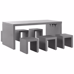 Garden Dining Set with Stools 6 Seater TARANTO Concrete Grey