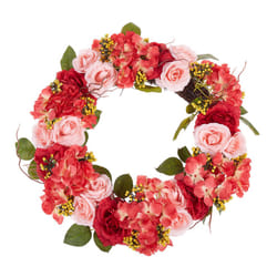 Door Wreath Ã¸ 50 cm Red and Pink AGULO