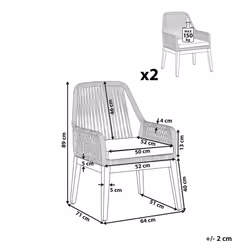 Set of 2 Garden Chairs with Cushions OLBIA Synthetic Material Black