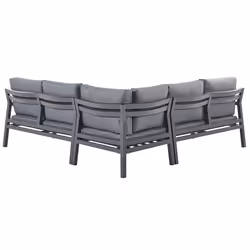 Garden Corner Sofa with Table 5 Seater VIZZINI Metal Grey - Additional view 4