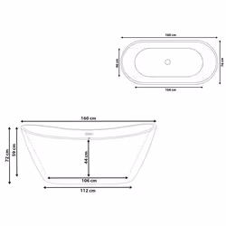 Freestanding Bathtub ANTIGUA 1600 x 760 mm White