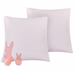 Set of 2 Cushions Rabbit Print 45 x 45 cm White PHLOX