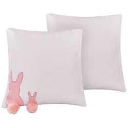 Set of 2 Cushions Rabbit Print 45 x 45 cm White PHLOX