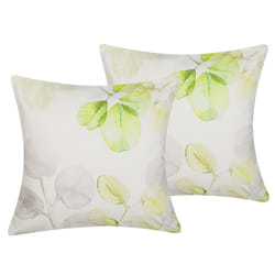 Set of 2 Decorative Cushions PEPEROMIA Cotton 45 x 45 cm White Plant Pattern