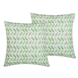 Set of 2 Cushions Abstract Pattern 45 x 45 cm White and Green PRUNUS
