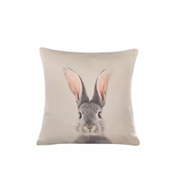 Set of 2 Cotton Cushions Rabbit Print 45 x 45 cm Taupe QUERCUS