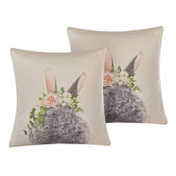 Set of 2 Cotton Cushions Rabbit Print 45 x 45 cm Taupe FATSIA