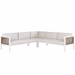 Garden Corner Sofa with Table 4 Seater BORELLO Left Hand Metal Beige