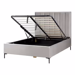 Ottoman Bed Velvet SEZANNE 140 x 200 cm (EU Double) Light Grey