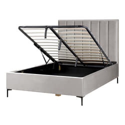 Ottoman Bed Velvet SEZANNE 140 x 200 cm (EU Double) Light Grey