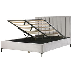 Ottoman Bed Velvet SEZANNE 180 x 200 cm (EU Super King) Light Grey