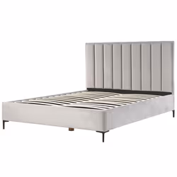 Ottoman Bed Velvet SEZANNE 180 x 200 cm (EU Super King) Light Grey