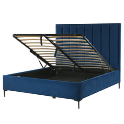 Ottoman Bed Velvet SEZANNE 140 x 200 cm (EU Double) Navy Blue