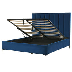 Ottoman Bed Velvet SEZANNE 160 x 200 cm (EU King Size) Navy Blue