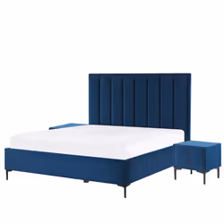 Bedroom Set Velvet SEZANNE 140 x 200 cm (EU Double) Navy Blue