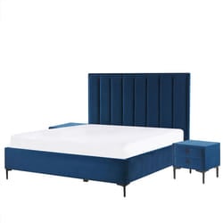 Bedroom Set Velvet SEZANNE 140 x 200 cm (EU Double) Navy Blue