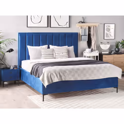 Bedroom Set Velvet SEZANNE 160 x 200 cm (EU King Size) Navy Blue