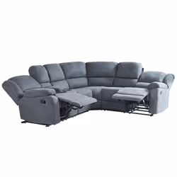 Manual Recliner Corner Sofa ROKKE Fabric Grey 5 Seater Left Hand