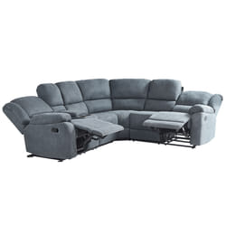 Manual Recliner Corner Sofa ROKKE Fabric Grey 5 Seater Left Hand