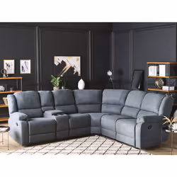 Manual Recliner Corner Sofa ROKKE Fabric Grey 5 Seater Left Hand