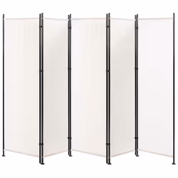5 Panel Room Divider NARNI White 267 cm 170 cm