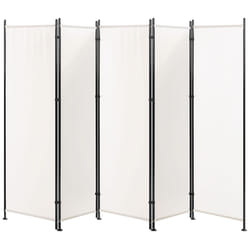 5 Panel Room Divider NARNI White 267 cm 170 cm