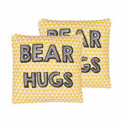 Set of 2 Cotton Kids Cushions Print 40 x 40 cm Yellow RADZKOT