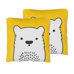 Set of 2 Cotton Kids Cushions Bear 45 x 45 cm Yellow WARANASI