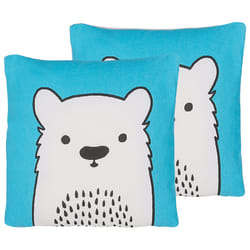 Set of 2 Cotton Kids Cushions Bear 45 x 45 cm Blue WARANASI