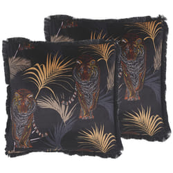 Set of 2 Decorative Cushions RAMTEK Velvet 45 x 45 cm Black Animal Pattern