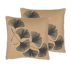 Set of 2 Cushions Leaf Pattern 45 x 45 cm Beige WAKAD