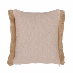 Set of 2 Fringed Cushions Geometric Pattern 45 x 45 cm Beige LONAR