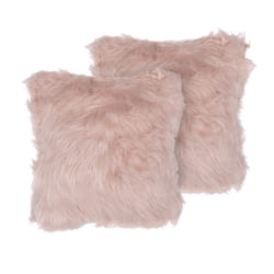 Set of 2 Faux Fur Cushions 42 x 42 cm Pink LUBHA