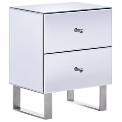 2 Drawer Bedside Table NESLE Glass Silver
