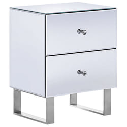 2 Drawer Bedside Table NESLE Glass Silver