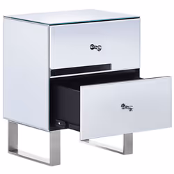 2 Drawer Bedside Table NESLE Glass Silver - Additional view 5