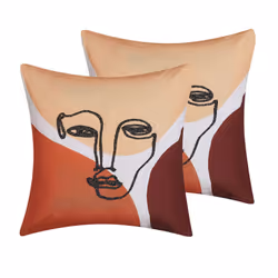 Set of 2 Embroidered Cushions Face Motif 45 x 45 cm Multicolour RUDBEKIA