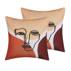 Set of 2 Embroidered Cushions Face Motif 45 x 45 cm Multicolour RUDBEKIA