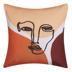 Set of 2 Embroidered Cushions Face Motif 45 x 45 cm Multicolour RUDBEKIA