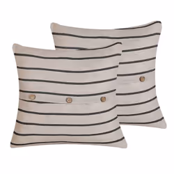 Set of 2 Cotton Cushions Striped 43 x 43 cm Beige and Black CYNARA