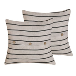 Set of 2 Cotton Cushions Striped 43 x 43 cm Beige and Black CYNARA